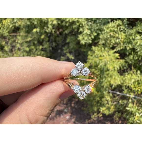 Vintage 14k Solid Yellow Gold Natural High Quality Diamond Ring Enhancer - Picture 9 of 10